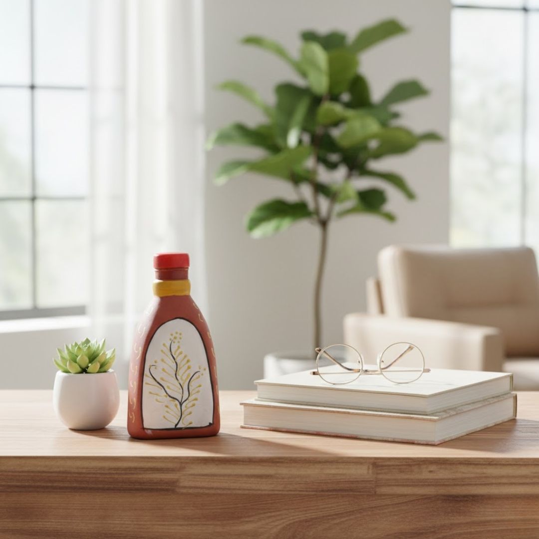Tree Printing Clay Bottle for Eco-Friendly Living - 007
